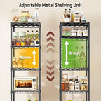 5 Tier Metal Shelving Unit Wire Shelving,Storage Shelves for Small Space:Adjustable Storage Rack Standing Bathroom Shelf and Narrow Shelf for Laundry Dorm Kitchen Pantry Closet15.8"w*11.8"D*53"H