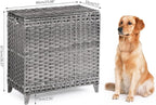 Laundry Hamper with 3 Removable Liner Bags; 132L Handwoven Rattan Laundry Basket with Lid & Heightened Feet; Clothes Hamper with Side Handles; Laundry Sorter with 3 Separate Sections (Gray)