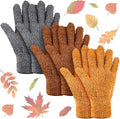 Patelai 3 Pairs Microfiber Plant Dusting Gloves Leaf Cleaning Gloves for Indoor Plants, Blinds, Furniture, House (Orange,Brown,Dark Gray,Small)