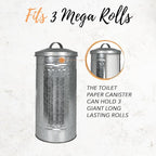 Autumn Alley Farmhouse Galvanized Metal Free Standing Toilet Paper Holder Organizer Stand Canister with Lid – Fits 3 Mega Rolls, Rustic Enclosed Toilet Storage Stand