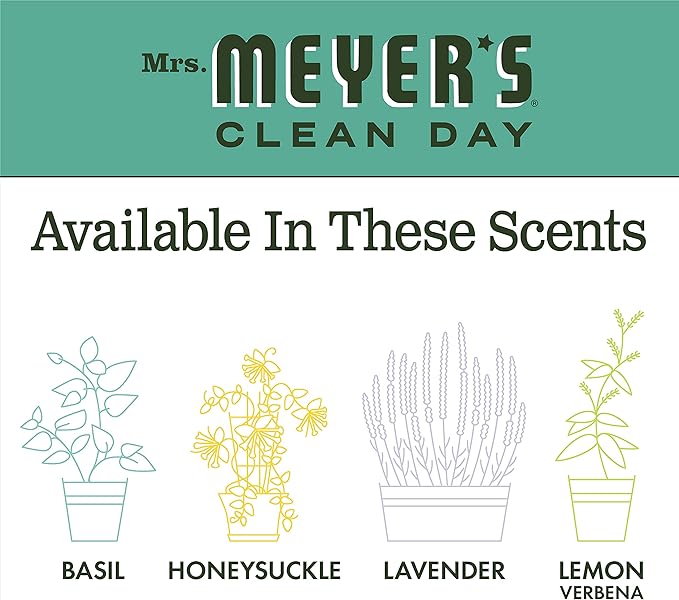 MRS. MEYER'S CLEAN DAY Liquid Fabric Softener, Infused with Essential Oils, Paraben Free, Basil, 32 oz (32 Loads)