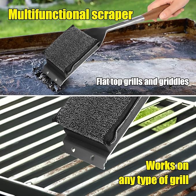 BBQ Replaceable Scraper Cleaning Head, Durable for Cast Iron or Stainless-Steel Grates, Barbecue Cleaner (Only Replaceable Cleaning Head No Grill Brush)