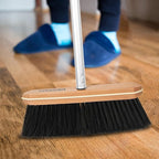 Superio Kitchen Broom Premium Black Tampico Bristles, with Grey Metal 3-Part Handle, Heavy Duty Household Broom - Easy Swiping Dust and Wisp, Home, Kitchen Bedroom, Lobby, Floors and Corners