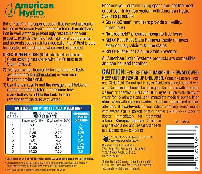 IPW Industries Inc. - Rust Remover & Stain Preventer, Outdoor Rust Stain Remover, 2X Concentration, Landscaping Rust Prevention - 1/2 Gallon, (3-Pack)