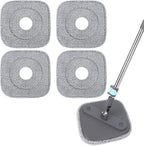 Square Microfiber Mop Pads Compatible with True & Tidy True Spin Mop - Mop Replacement Pads for Square Spin Mop and Bucket - Washable Pads fit for All 9 Inch Square Spin Mop (4 Pack)