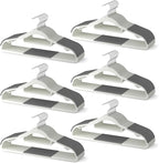60 Pack Heavy Duty Plastic Hangers, Non Slip Clothes Hangers with Rubber Pads and 360° Hook - Thin Space Saving Hanger, Closet Organizer for Shirt, Pants, Suit, Skirt,Coat - Gray