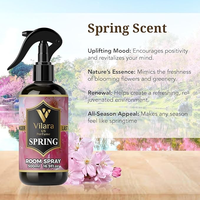 Vilara US Room Spray Freshener – Long-Lasting Luxury Perfume Scent, Linen & Fabric Spray for Bedding, Furniture, Home & Bedroom Aromatherapy – 16.9 fl oz (Spring Pack 3)