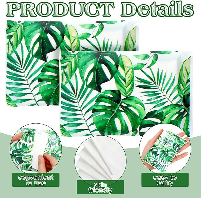 Geyee 50 Packs Facial Tissue Travel Packs Disposable Pocket Tissues for Wedding Guest Travel School Purse Home Supplies, 500 Sheets 3 Ply(Palm Leaves)