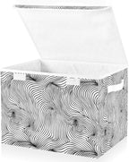 senya Large Storage Bins with Linen Collapsible Foldable Storage Cubes Fabric Closet Organizer Containers box with Flip-Top Lid for Home Bedroom Office 16.7 x 12.6 x 11.8in (Line)