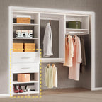 MODCART 2 Drawer Short Tower Closet Unit, Modular Closet System, Wood Closet System Organizer with Storage for Walk In Closets, Clothing Rack Closet for Hanging Clothes, Bedroom, White, 19.5"W