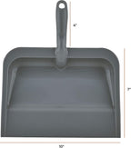 Superio Clip-On Dustpan with Rubber Lip - 10-inch Wide Durable Plastic Dust Pan with Comfort Grip Handle, (Plastic Dustpan, Grey-Multipack)