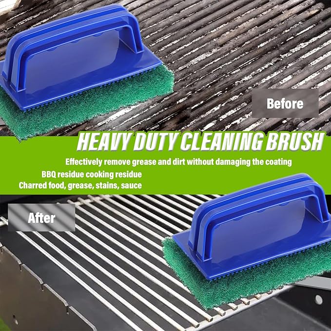 5 Pack Electric Cleaning Brush Pad Kitchen Bathroom Household Cleaning Pad Swimming Pool Wall Cleaning Brush Heavy Duty Griddle Scrubber Scouring Pad and 1 Pack Handle kit(Green)