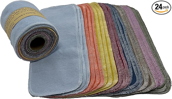 Reusable Toilet Paper Towels 24 Count Roll,Washable Absorbent Cotton Cloth Paper Bidet Towels,Zero Waste Multifunctionl Cleaning Supplies Hand Towels for Bathroom(Solid 8 Colors)