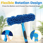 JTIEO 69'' Squeegee for Window Cleaning, 2-in-1 Window Squeegee Cleaner Tool with Extension Pole & Rotating Head, Blue Window Cleaning Kit for Shower Cleaner, Indoor & Outdoor Glass, High Window, Car