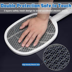Electric Fly Swatter Rackets, 2-in-1 Handhold Bug Zapper with 3000V High Voltage, Plug-in Mosquito Killer Insect Light Trap with 3 Layer Safety Mesh Portable for Indoor Outdoor Use (2)