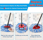 【3-Pack】Cedar Mop Head, Perfect Fit for O Cedar Rinse Clean Mop Replace Head, 2 Ultra-Absorbent Microfiber Mop Refills with 1 Base for Floor & Wall Cleaning