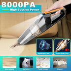 Car Vacuum, Portable Car Vacuum Cleaner High Power 8000Pa, Small 12V Handheld Vacuum with LED Light,16.4Ft Corded, Deep Detailing Cleaning Kit of Car Interior with Dry for Men/Women