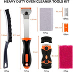 Heavy Duty Oven Cleaner Tools Kit | Professional Oven Cleaning Accessories with Crevice Brush, Razor Scraper & Pumice Stone | Deep Clean Electric Ovens&Stovetops for Home Kitchen Maintenance