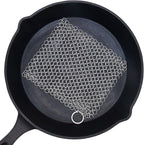 Cast Iron Cleaner - 6 Inch Stainless Steel Chain mail Scrubber for Cast Iron Pans Cleaner Chainmail Scrubber for Skillet, Wok, Pot, Dutch Ovens