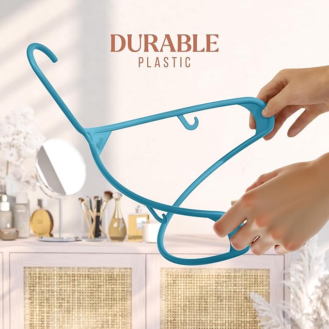 Plastic Hangers 20 Pack Blue - Clothes Hangers - Makes The Perfect Coat Hanger and General Space Saving Clothes Hangers for Closet - Percheros Ganchos para Colgar Ropa Hangars