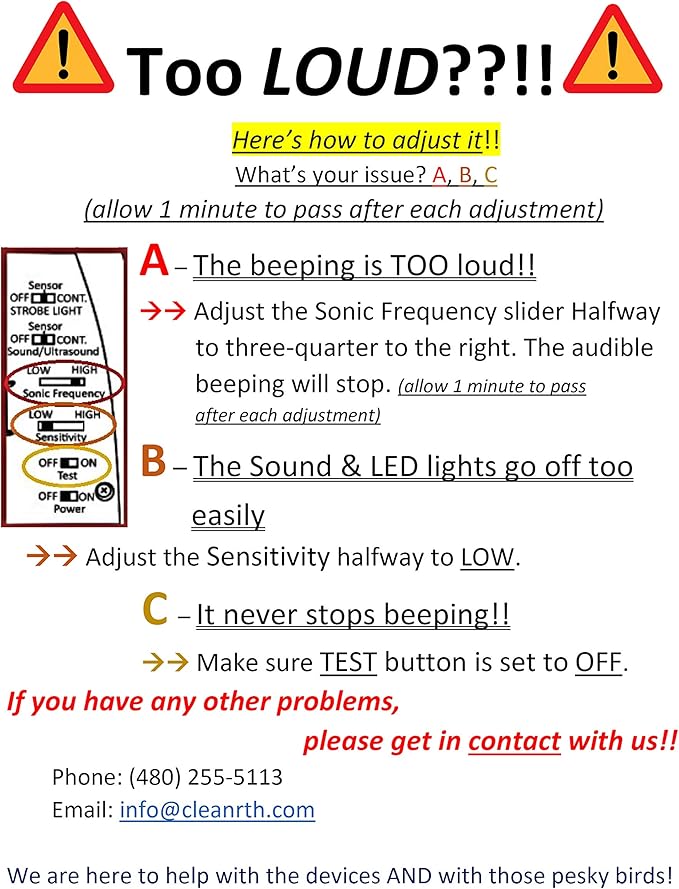 CLEANRTH TSBR620 Super Advanced Sonic & Ultrasonic Bird Repeller – Includes Triple Scan Technology
