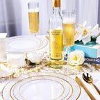 Ciaell 24 Pack Plastic Champagne Flutes - 6oz Ribbed Disposable Champagne Glasses - Clear Vintage Mimosa Glasses with Long Stem, Elegant & Lightweight for Weddings, Birthdays, Parties