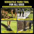 Houselife Half Moon Edger for Landscaping, 42" Manual Grass Edger Tool with V-Shape Serrated Blade, Long Handle Garden Edger for Sidewalk, Driveway & Flower Bed, 9" Wide Footplate