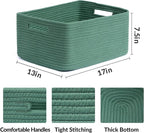 Large Storage Baskets for Organizing, Closet Shelf Baskets for Clothes Blanket Towels, Baby Nursery, Toy Bins Box, Woven Rope Baskets, 17 x 13 x 7.5”, 4 Packs Green