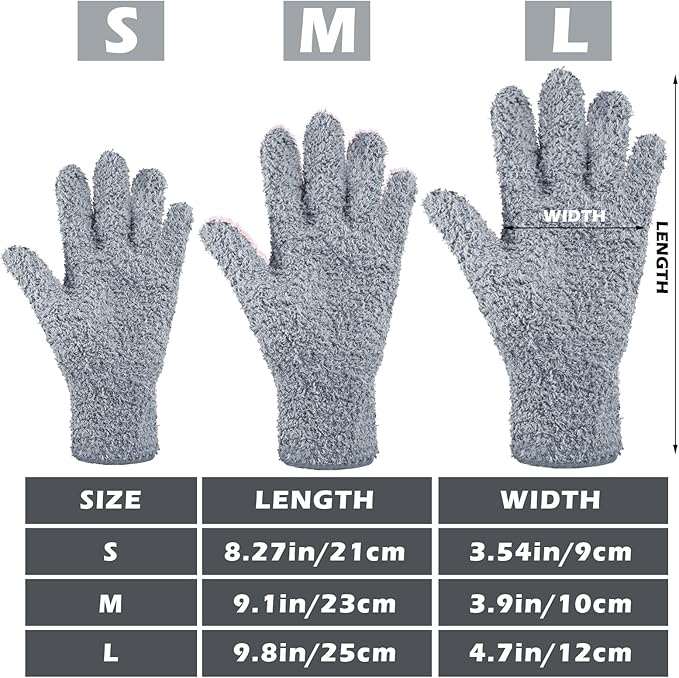 Patelai 3 Pairs Microfiber Plant Dusting Gloves Leaf Cleaning Gloves for Indoor Plants, Blinds, Furniture, House (Dark Blue,Gray,Khaki,Medium)