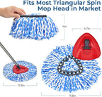 Matthew Spin Mop Replacement Kit - 2 Refill Heads, 30-58in Handle & Base Combo Set (Blue, 1-Tank System)
