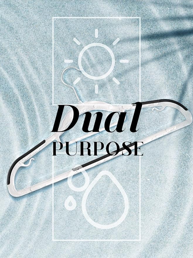 HOUSE DAY Plastic Hangers 50 Pack, Plastic Clothes Hangers Non Slip with Rubber Grip, Heavy Duty Coat Hanger with 360º Swivel Hook, Ultra Thin Hanger Space Saving Closet Organizer - White and Black