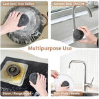 6PCS Steel Wool Scrubber Wire Sponge Set, Barbecue Grill Cleaning Scrubber Pads, Stainless Steel Scrubber Replacement for Scouring Messes from Cast Iron, Pots, Pans, Grill, Stoves, Sink (6 Pads)