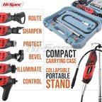 Hi-Spec Corded Power Rotary Tool Kit with Dremel Compatible Bits. Variable Speed Electric Metal Grinder Drill for Cutting, Trimming, Grinding, Engraving and Sanding