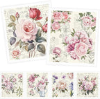 Vintage Pink Rose Swedish Dishcloths for Kitchen, 6PCS Floral Swedish Cloths for Washing Dishes, Reusable Retro Rose Washable Kitchen Towels, Washable Sponge Cloths for Home Party Cleaning