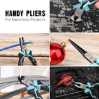 SHALL Mini Pliers Set, 6-Piece Small Pliers Tool Set Includes Needle Nose, Long Nose, Bent Nose, Diagonal, End Cutting and Linesman for Making Crafts, Electronic Repairing & Jewelry with Pouch