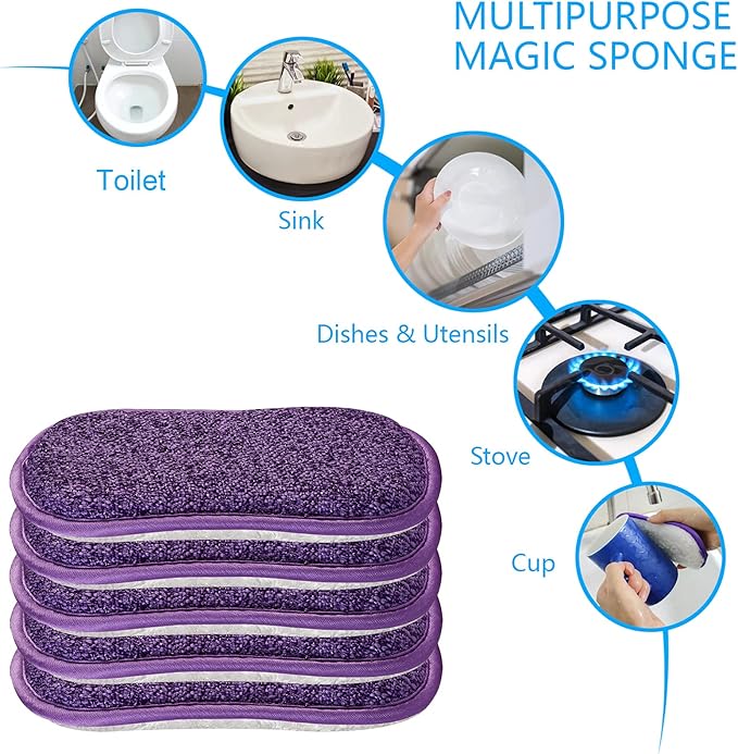 10 Pack Kitchen Dish Sponges Scrubber Non-Scratch Multi-Purpose Dishcloths, Sponge Along with Heavy Duty Scouring Power - Effortless Cleaning of Dishes, Pots and Pans