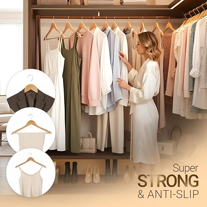 Utopia Home Premium Wooden Hangers 10 Pack - Durable & Slim Coat Hanger - Suit Hangers with 360-Degree Rotatable Hook - Wood Hangers with Shoulder Grooves (Natural Color)
