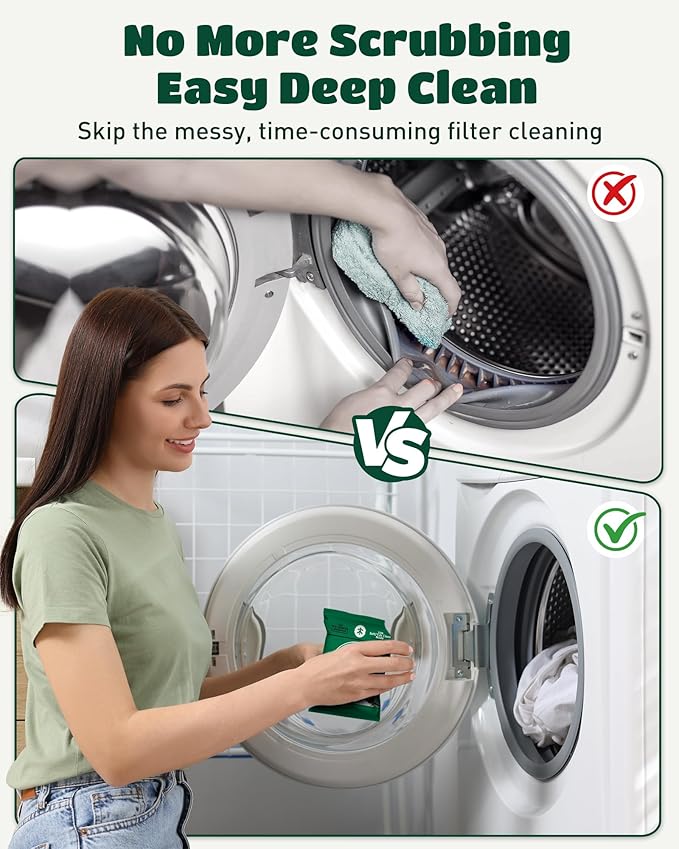 SEMECH by Seedshub Pet Hair Dissolver for Washing Machine, Washing Machine Cleaner -12 Sachets, 96.7% Hair Dissolution, Dog & Cat Hair Dissolver, HE Compatible for Front & Top Load Washers