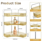 Golden 3-Tier Corner Bathroom Organizer, Countertop Storage Shelf with Hooks | Makeup & Skincare Organizer for Bathroom Sink and Vanity Counter