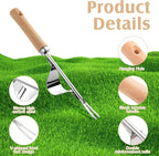 2 Pcs Hand Weeder Puller Tool for Garden Stainless Steel Two Pronged Fork Manual Weed Remove Dig Tool for Lawn Yard Farmland Cultivating Transplant Plant Flower Weeds(Straight Line Style)