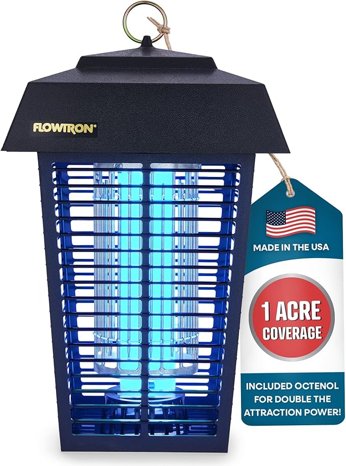Flowtron Bug Zapper, 1 Acre of Outdoor Coverage with Powerful 40W Bulb & 5600V Instant Killing Grid, Electric Insect, Fly & Mosquito Zapper, Made in The USA