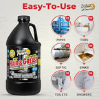 Hair & Grease Cleaner for Drains – Fast-Acting Liquid Clog Remover for Kitchen and Bathroom Plumbing, Safe for Pipes and Septic Systems, Includes Microfiber Cleaning Towel
