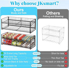 2-Tier Stackable Can Rack Organizer for Pantry Shelf, Long-Size Adjustable Can Holder for Kitchen Organization,Heavy Duty Can Dispenser for Canned Food Soup Goods up to 50 in Cabinet storage, Black