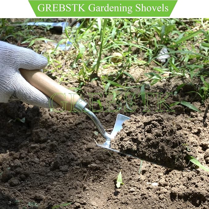 GREBSTK Gardening Serrated Shovels Stainless Steel Transplanter Garden Trowel Depth Marker Measurements Shovel Weeding Tool