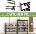 ROMGUAR CRAFT 5 Tier Bamboo Shoe Rack for Closet Free Standing Wood Shoe Shelf for Entryway Small Space Stackable 27"x11"x33" (Brown)