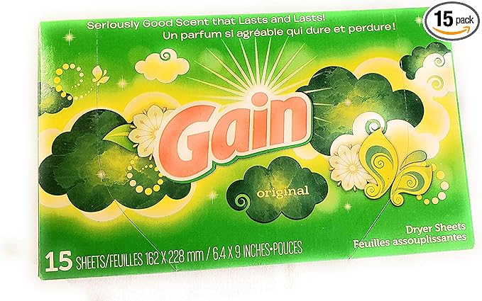 Gain Dryer Sheets 15 Count Box Original Scent Great for travel!