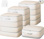 Comforter Storage Bag - 130L Large Capacity Blanket Storage Bags 4-Layer Ultra Space Saving Self Compression Organizer, Washable Compression Bags for Storage Comforter Blanket, 4-Pack, Beige