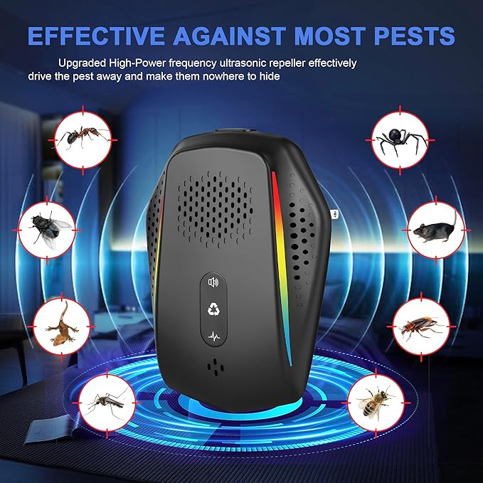 (2026 Upgraded) Ultrasonic Insect & Pest Indoor Repeller, Repellent for Rodent, Mice, Rats, Roaches, Ants, Spiders, Bugs, Fly, Home Plug-in Control Device, 3 Mode Switching (6 Pack)