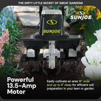 Sun Joe Corded Electric Garden Tiller & Cultivator with Steel Tines, 16 Inch, 13.5-Amp Motor - Heavy-Duty Tilling Machine for Lawn, Yard, and Gardening Care, TJ604E