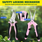 4 Pack Garden Pruning Shears, Stainless Steel Garden Shears, Gardening Shears, Garden Scissors, Clippers, Pruning Snips, Pruning Shears for Gardening Tools (Pink)